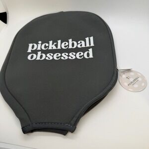 Pickleball Obsessed Paddle Protective Case Zippered Dark Gray Neoprene Storage